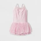 Danshuz Toddler Girls' Camisole Style Activedress With Embroidered Back And Foil Sequin Back Panels, Yoke And Triple Layer Skirt - Pink 2-4,