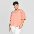 Women's Plus Size Short Sleeve Crew Neck Top - Ava & Viv Blush X