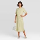 Women's Short Sleeve Cinched Waist T-shirt Dress - A New Day Light Green