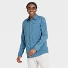 Men's Long Sleeve Button-up T-shirt - All In Motion Teal