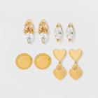 Sterling Silver Cubic Zirconia Stud Heart Stud Earring Set 4pc - A New Day Gold