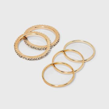 Pave Glass Clear Band Ring Set 5pc - A New Day Gold