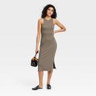 Women's Sleeveless Ribbed Dress - A New Day Brown
