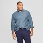 Men's Big & Tall Long Sleeve Cotton Slub Button-down Shirt - Goodfellow & Co Blue