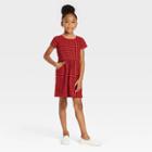 Girls' Printed Short Sleeve Knit Dress - Cat & Jack Red