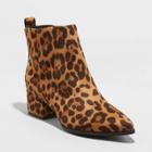 Women's Valerie Leopard Spot City Ankle Bootie - A New Day Brown