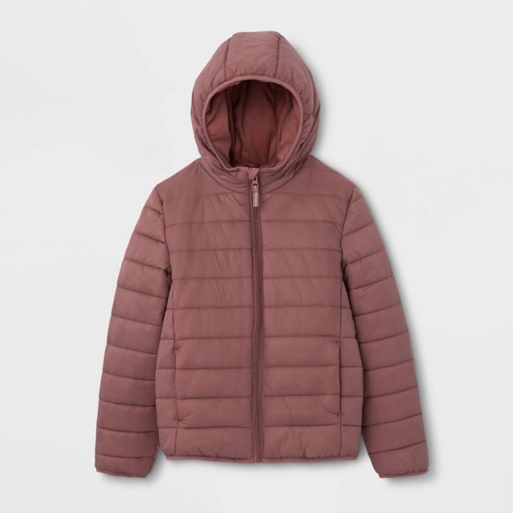 Kids' Lightweight Puffer Jacket - Cat & Jack Maroon Xs, Kids Unisex, Red