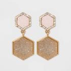 Sugarfix By Baublebar Geometric Druzy Drop Earrings - Blush Pink, Women's