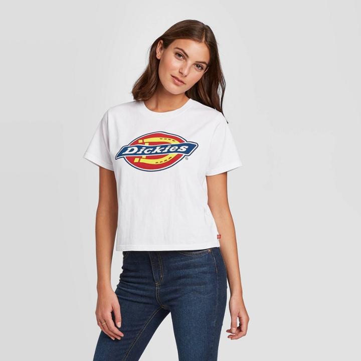 Women's Dickies Logo Short Sleeve Cropped Graphic T-shirt (juniors') - White