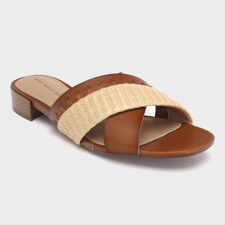 Women's Stella Heeled Cross Band Slide Sandals - Who What Wear Cognac (red)