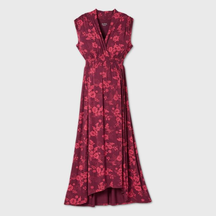 Printed Sleeveless Smocked Maternity Dress - Isabel Maternity By Ingrid & Isabel Burgundy