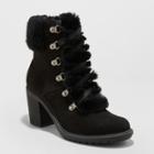 Women's Larina Faux Fur Heeled Boots - A New Day Black