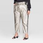 Women's Plus Size Mid-rise Relaxed Paperbag Pants - Who What Wear Silver