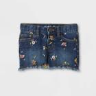 Toddler Girls' Floral Embroidered Cutoff Jean Shorts - Cat & Jack Dark Blue