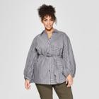 Women's Plus Size Striped Long Sleeve Nouveau Button-up Tunic - Who What Wear Black/white 1x, Black/white