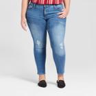 Women's Plus Size Destructed Skinny Jeans - Universal Thread Light Wash 22w