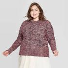 Women's Plus Size Long Sleeve Crewneck Pullover Sweater - Universal Thread Purple