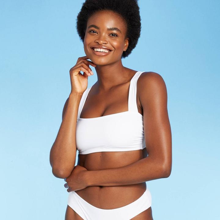 Juniors' Square Neck Bralette Bikini Top - Xhilaration White D/dd Cup
