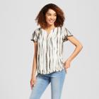 Women's Short Sleeve Lace Yoke Tie Dye Top - Knox Rose Olive