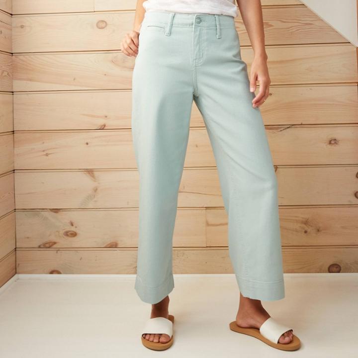 Women's High-rise Wide Leg Cropped Pants - A New Day Aqua