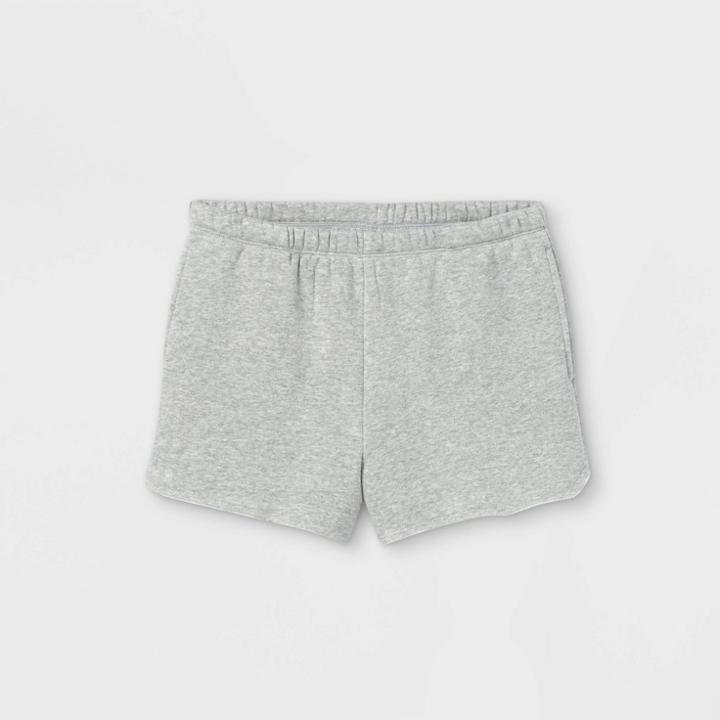 Girls' Fleece Raw Edge Lounge Shorts - Art Class Heather Gray
