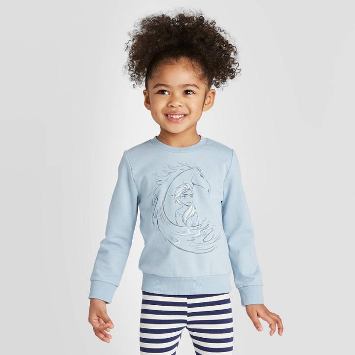 Disney Toddler Frozen 2 Elsa Water Nock Crew T-shirt - Sky Blue