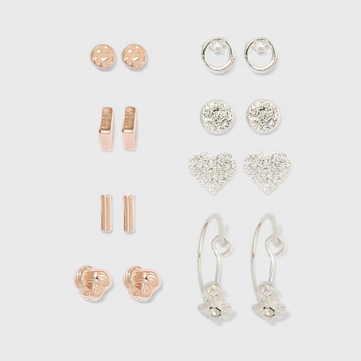 Triangle And Heart Eight Studs Earring Set - A New Day Gold,