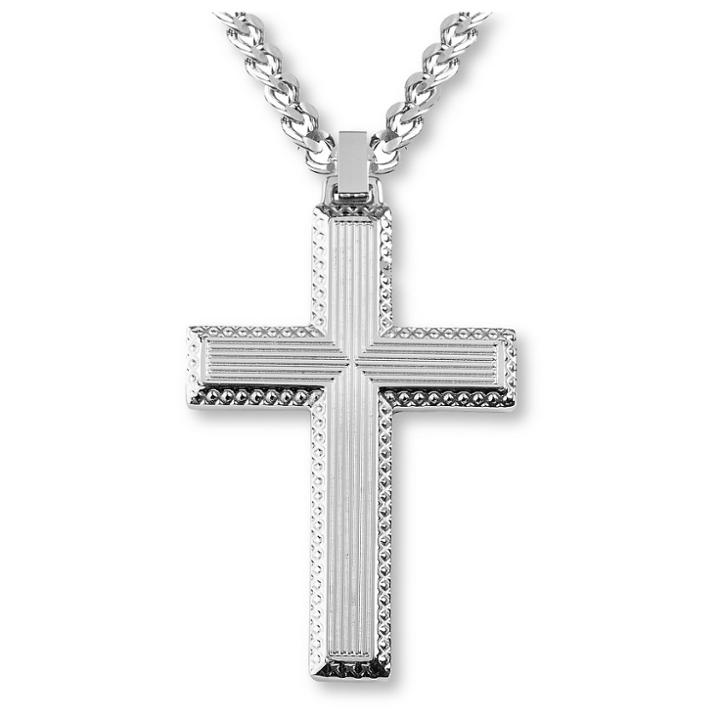 Men's Crucible Stainless Steel Textured Cross Pendant,