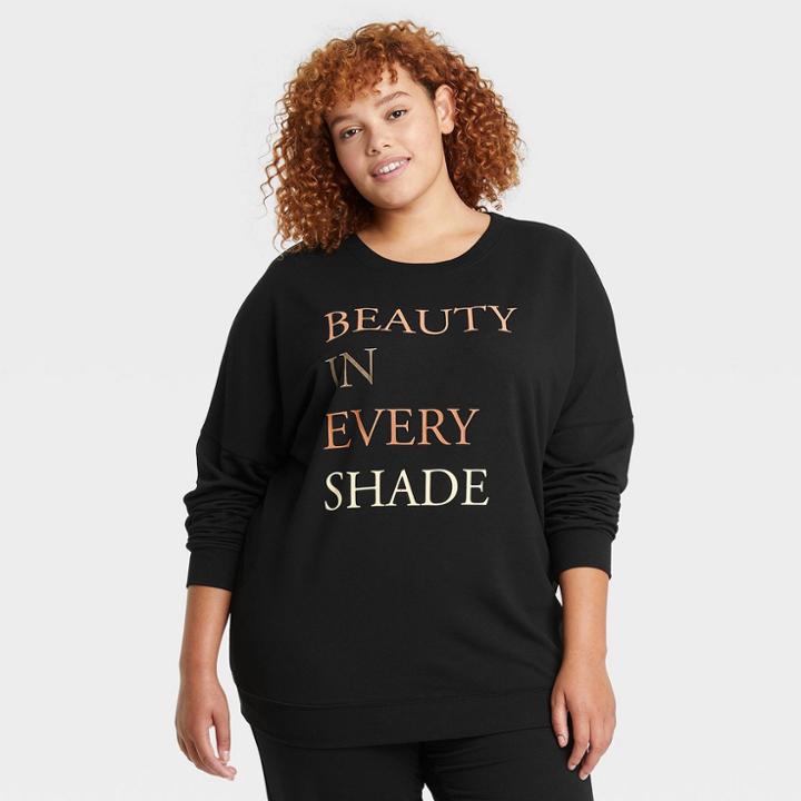 Zoe+liv Women's Plus Size Beauty In Every Shade Graphic Sweatshirt - Black