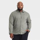 Men's Big & Tall Long Sleeve Button-up T-shirt - All In Motion Olive
