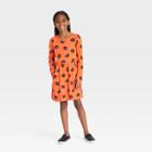 Girls' Halloween Printed Long Sleeve Dress - Cat & Jack Orange