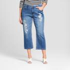 Women's Plus Size Embroidered Crop Jeans - Who What Wear Medium Wash