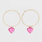 Target Heart Drop Plastic Steel Hoop Earrings - Wild Fable Bright Gold