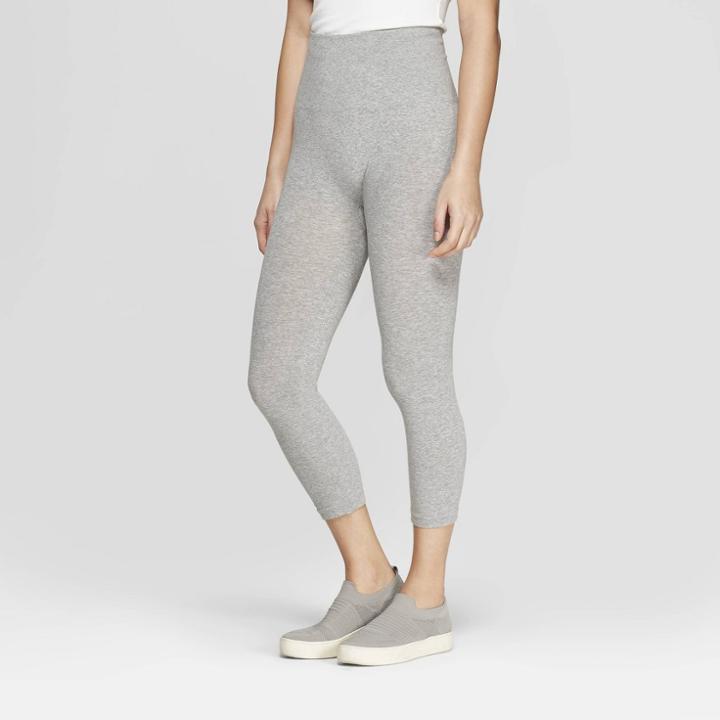 Women's High Waist Cotton Capri Leggings - A New Day Heather Gray