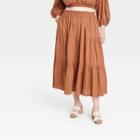 Women's Plus Size Tiered Midi A-line Skirt - Universal Thread Rust