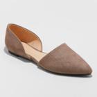 Women's Rebecca Microsuede Wide Width Pointed Two Piece Ballet Flats - A New Day Taupe (brown) 9w,