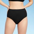 Kona Sol Women's Ribbed Textured High Waist Medium Coverage Bikini Bottom - Kona
