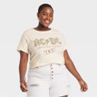Women's Ac/dc Plus Size Short Sleeve Graphic T-shirt - White Leopard Print