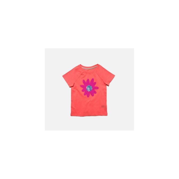 Girls' Flip Sequin Flower Short Sleeve T-shirt - Cat & Jack Neon Peach