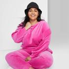 Women's Plus Size Velour Pullover Sweatshirt - Wild Fable Pink