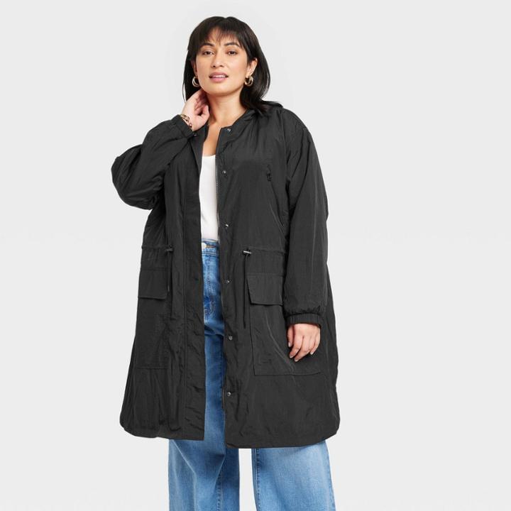 Women's Plus Size Anorak Jacket - A New Day Black