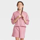 Girls' Cropped Boxy Zip-up Hoodie - Art Class Dusty Pink