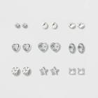 Geo Shape Stone Multi Earring Set 9ct - Wild Fable White Crystal, Women's