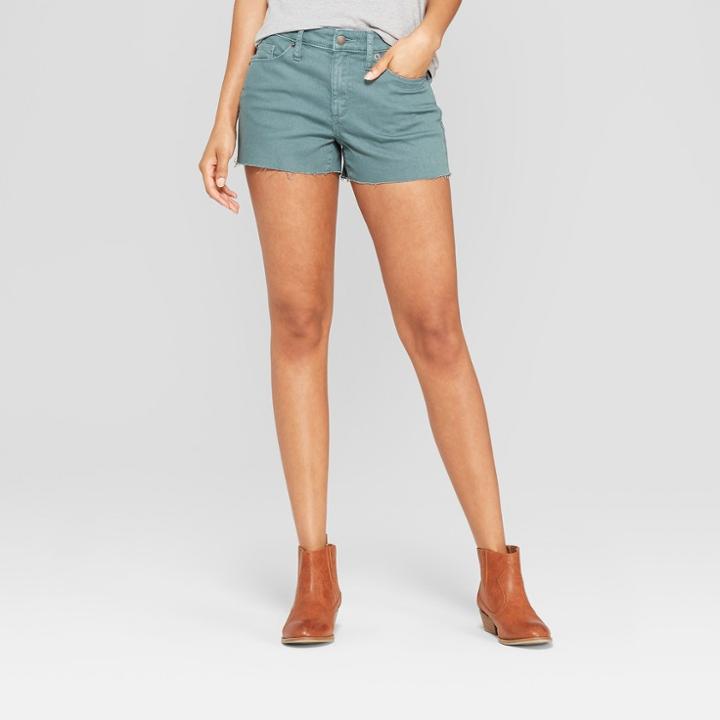 Women's High-rise Shortie Jean Shorts - Universal Thread Green