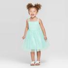 Toddler Girls' Dress - Cat & Jack Aqua 12m, Girl's, Blue