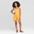 Girls' Button Front Knit Romper - Art Class Yellow
