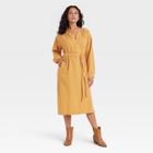 Women's Balloon Long Sleeve Tie-front Shirtdress - Universal Thread Yellow