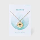 No Brand Lotus With Turquoise Bead Pendant Chain Necklace - Gold