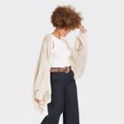 Women's Knit Ruana Kimono Jacket - A New Day Tan