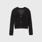 Girls' Crochet Button-front Sweater - Art Class Black